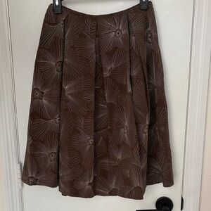 Talbots Brown A-Line Skirt with Floral Pattern